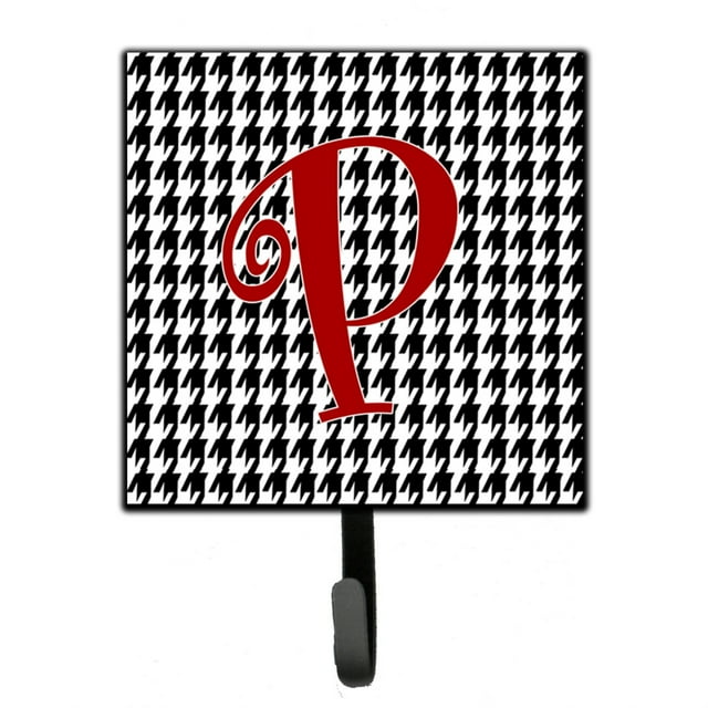"Treasures CJ1035-PSH4 Letra P Inicial Monogram-Hounds Tooth Black Leash Holder o Key Hook, Small, Multicolor" Caroline's Treasures CJ1035-PSH4