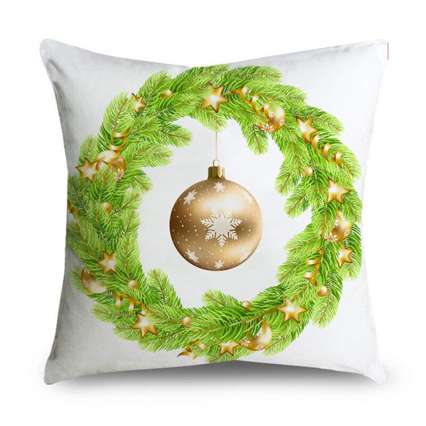 Fundas de almohada navideñas de bienvenida para sofá, decoración del hogar, Bolas brillantes doradas, Poinsettia, 40 cm, 45 cm, 50cm