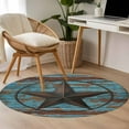 thumbnail image 5 of Western Texas Star Barn Round Area&nbsp;Rug 4ft Rustic Teal Wood Grain Non-Slip&nbsp;Washable Circle Rugs Soft Felt Indoor Floor Mat for Bedroom Kitchen Living Room Bathroom, 5 of 9