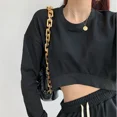 thumbnail image 3 of Sudaderas cortas de manga larga para mujer, sudaderas con cuello redondo para primavera y otoño de 2024, sudaderas con capucha para mujer de color sólido, jerséis holgados informales para mujer, 3 of 4