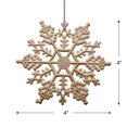 thumbnail image 5 of Northlight 24ct Glitter Snowflake Christmas Ornament Set 4" - Champagne Gold, 5 of 6