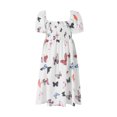 thumbnail image 4 of xiaxaixu Robe Parent-Enfant, Maman Fille Papillon Imprimé Cordon Amincissant Taille Haute Midi, 4 of 9