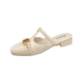 thumbnail image 2 of Women's Solid Color Mule Flats, Casual Square Toe Slip On Shoes, Lightweight Loafers for Spring & Summer, 2 of 5