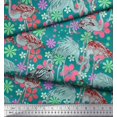 thumbnail image 3 of Soimoi Poly Georgette Fabric Floral & Flamingo Bird Print Sewing Fabric Yard 42 Inch Wide, 3 of 4