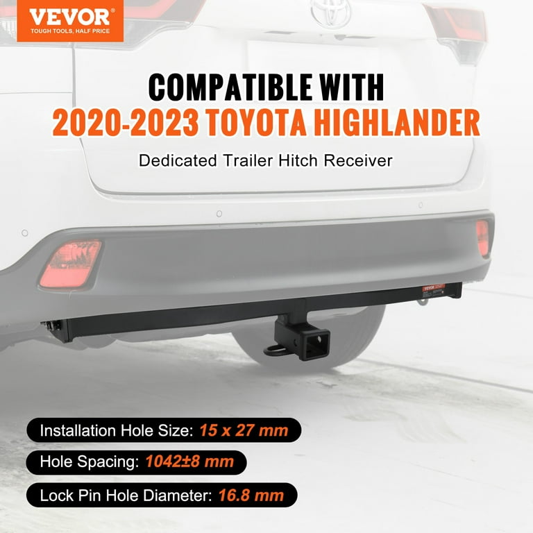 VEVOR Class 3 Trailer Hitch for 2020 2023 Toyota Highlander 2 Inch Receiver Q455B Steel Multi Use for Ball Mount Cargo Carrier Bike Rack Tow Hook Black Walmart