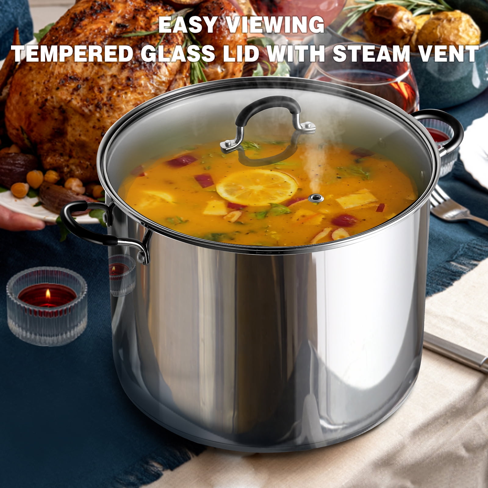 Cook N Home Stockpot Sauce Pot Induction Pot With Lid Professional Stainless Stee 12 Quart