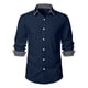 thumbnail image 1 of Blusa y camisa de manga larga con cuello vuelto para hombre, informal, con estampado de patchwork, cuello vuelto, botones, blusa de manga larga para hombre, 1 of 8