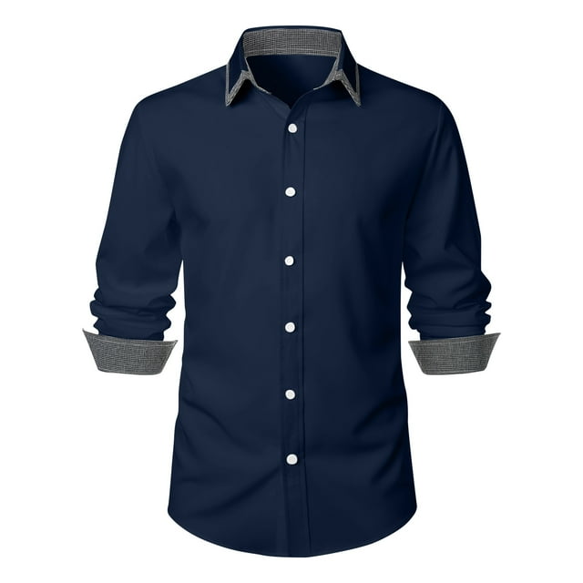 Birdeem Chemise à Manches Longues pour Hommes, Mode Décontractée, Imprimé Patchwork, Col Rabattu, Boutons