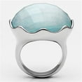 thumbnail image 3 of High polished (no plating) Stainless Steel Ring with Synthetic Synthetic Glass in Sea Blue for Women Sea Blue Stone Color Style TK637 Size 5, 3 of 4