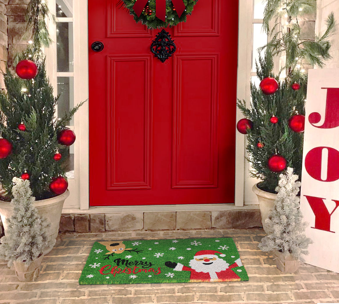 RugSmith Multi Machine Tufted Santa Merry Christmas Doormat, 18" x 30"
