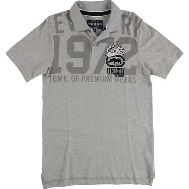 Ecko Unltd. Polo de rugby para hombre 1972 Premium Wears, gris, mediano
