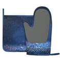 thumbnail image 3 of Kll Retro Blue Glitter Oven Gloves And Pot Holders Grill Gloves - Oven Gloves And Pot Holders, Non-Slip Cooking Gloves With Recycled Pads, 3 of 9