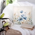 thumbnail image 3 of Blue Flowers Rustic 20x20 Pillow Covers Set of 2, Spring Vintage Botanical Floral Beige Throw Pillow Covers Decorative Couch Cushion Case, Microfiber Square Pillowcases for Bedroom Car Living Room, 3 of 7