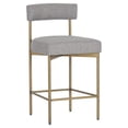 thumbnail image 2 of Home Square Seneca 26" Fabric Counter Stool in Gray/Antique Brass - Set of 2, 2 of 9