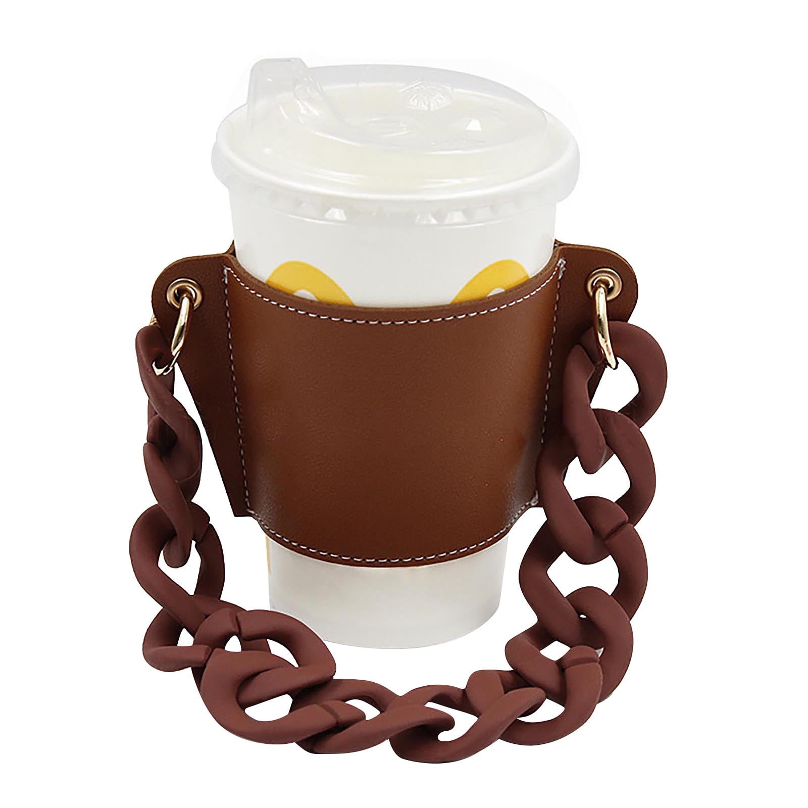 Chain Coffee Cups Sets Hand Held Glass Cup Holder Tumbler Carrier