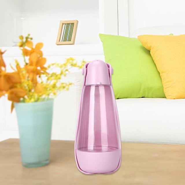 Botella de agua para perro con capacidad de 420ml, bandeja de bolsa de universal antireflujo portátil, para mascotas, taza de agua fácil - Rosa acuático Salvador Mascotas beber botella