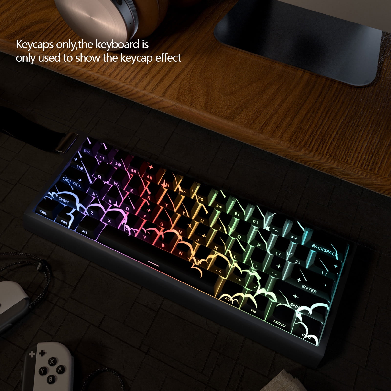 74 Keycaps with Star Rain Design, Side-Print Backlighting Mechanical Keyboards