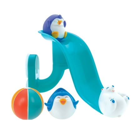 Nuby Penguin Slide Bath Toy for Baby, 5-Piece Bath Set