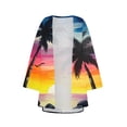 thumbnail image 4 of Clearance Clothes Pitauce Womens Summer Tropical Print Chiffon Kimono Cardigan Puff Sleeve Open Front Breathable Lightweight Cardigan Sun Protection Swimsuit Coverup for Beach Vacation, 4 of 5