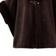 thumbnail image 3 of UTSJKR Women Waffle Textured Faux Fur Collar Cape Coat Buckle Closure Loose Poncho Jacket for Winter Cold Weather Brown, 3 of 4
