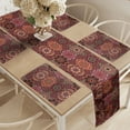 thumbnail image 2 of Ambesonne Moroccan Table Runner & Placemats, Vintage Ottoman Tile, Placemat 4 pcs + Runner 16"x90", Green Vermilion Ruby, 2 of 2
