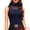 Dark Blue, variant on DARING DIVA Women's Mesh Tank Mock Neck Semi-sheer Sleeveless Ruched Fitted XS Dark Blue