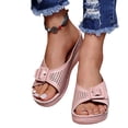 thumbnail image 2 of Womens Wedge Sandals,Orthopedic Sandals for Women,Women's Fashion Wedge Sandals Open Toe Platform Sandals Summer Slip-On Slides Mule Shoes Ladies Comfy Non-Slip Beach Walking Slippers Shoes,Pink,7, 2 of 6