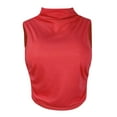 thumbnail image 2 of POTETI Womens Short Sleeve Shirts Red Sleeveless Solid T-Shirt Blouse Vest Short Slim Tops, 2 of 4