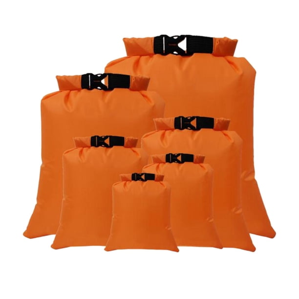 Greeniant Juego de 6 bolsas secas impermeables Sacos secos ligeros Separación en seco y húmedo Deportes acuáticos 6 piezas naranja