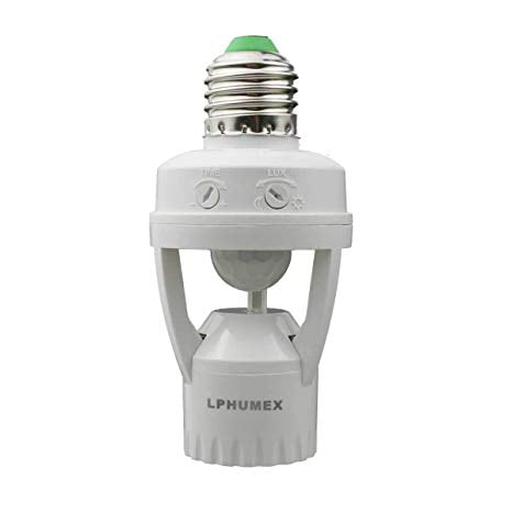 PIR Motion Sensor Light Socket,E26/E27 Smart Lamp Bulb Holder Adapter Auto On/Off Light Control Suitable For Garage Basement Porch Storage Room 