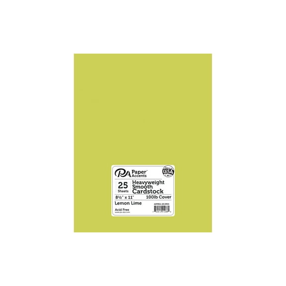 Paper Accents Cardstock 8.5"x 11" Heavyweight Smooth 100lb Lemon Lime 25pc