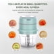 thumbnail image 3 of Inteprter Triturador de ajo eléctrico Mini 30W 3.7V 250ml Carga USB Cortadora de acero inoxidable Picadora Interior Pimienta Verduras Trituradora de carne Cocina y Comedor Verde Inteprter HA059907-02B, 3 of 6