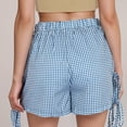 thumbnail image 6 of Women's Gingham Lounge Shorts with Elastic Waistband Adjustable Side Tie Details and Relaxed Casual Fit - Navy, Small, 6 of 7
