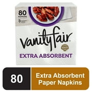 Vanity Fair Extra Absorbent Paper Napkins, 80 Count, White, Soft And Strong Disposable Napkins