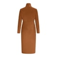 thumbnail image 6 of Gamivast Winter Dresses for Women Mock Neck Long Sleeve Fitted Bodycon Dress Warm Midi Dress Faux Suede Slim Fit Solid Elegant Work Office Party Date Night, 6 of 6