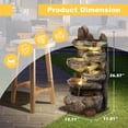 thumbnail image 3 of WJSP Gray 6-Tier Cascading Rock Water Fountain 35x30x68cm Outdoor Freestanding Waterfall with LED Light Pump Natural Stone Look for Garden Patio Yard, 3 of 6