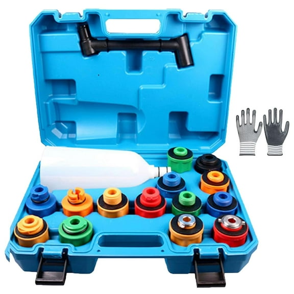 17-Piece Engine Oil Funnel Set, Oil Filter Change Kit with 12 Vacuum Adapters, 1.36qt Funnels for Automotive Use, Oils Change Tools for Ford, BMW, Audi, Land Rover Etc(16pcs-tool box)