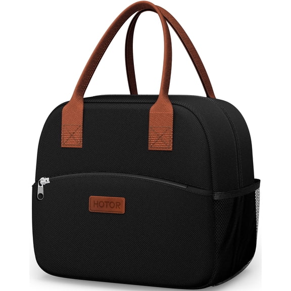 HOTOR Lunch Box, Wear-Resistant Insulated, Large Capacity, Multi-Functional Lunch Bag for Men & Women, Black, 10.5" x 5.8" x 9.4"