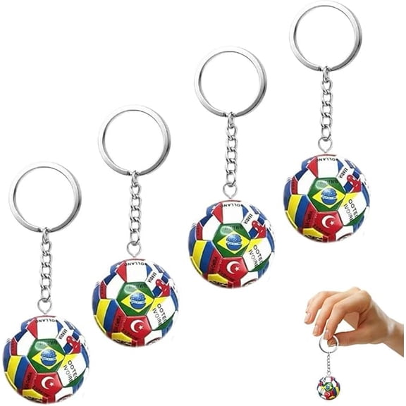 4-Pack World Cup Soccer Keychain 2026 Football Ball Keychain with National Flags, Sports Theme Backpack Charm(Q)