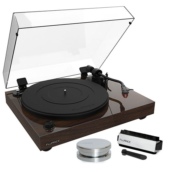 Fluance RT83 Reference High Fidelity Vinyl Turntable Record Player with Ortofon 2M Red Cartridge, Speed Control Motor, Record Weight, 3 in 1 Stylus and Record Cleaning Vinyl Accessory Kit