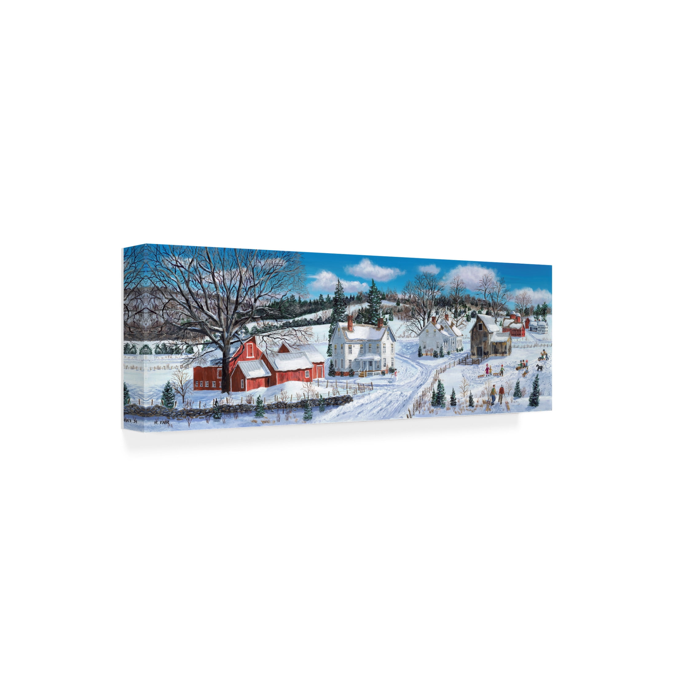 Canvas Wall Art - Bob Fair 'Sleigh Riding Party' Wall Art for Living Room, Bedroom, or Office Décor by Trademark Fine Art - 32 x 10 Inches