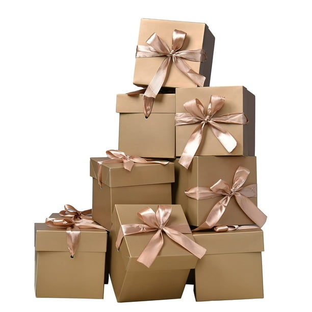 Cajas de regalo GP SUP, 12 unidades, doradas, 10 cm, con tapa