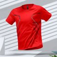 thumbnail image 3 of Camisetas deportivas para hombre, Camiseta deportiva para correr, bloque de Color, secado rápido, transpirable, manga corta, cuello redondo, camiseta activa para entrenamiento al aire libre, 3 of 5