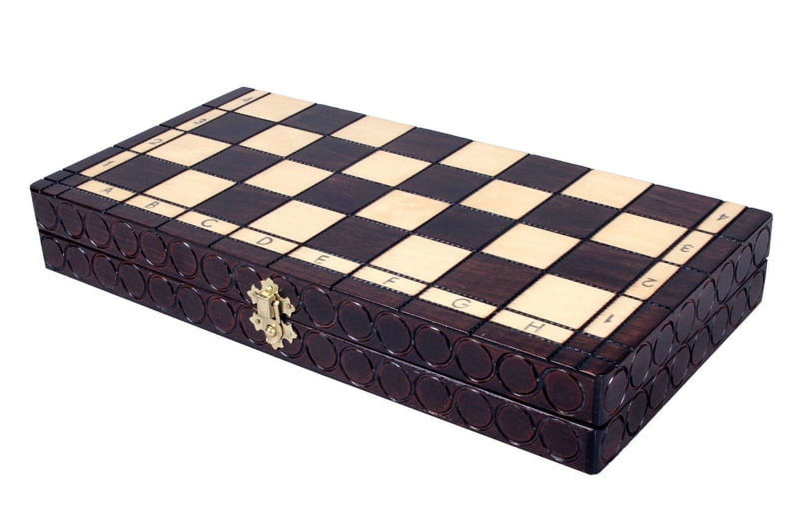 The Ares - Stylish European Chess Set with 14 inch  Chess Board that Folds for Chess Piece Storage