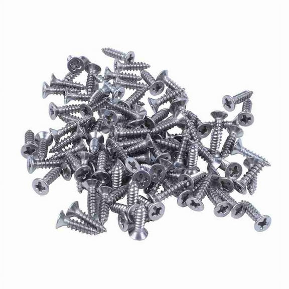 100x Stainless Steel Flat Head Self-Tapping Screw 12x3mm Silver