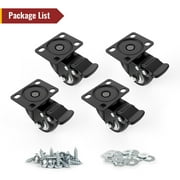 HOLKIE 2 inch Swivel Caster Wheels,(4 pack)Heavy Duty Plate Casters with Safety Brake Total Capacity 600lbs