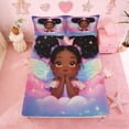 thumbnail image 5 of Erosebridal Magical Black Girl Full Size Sheets,Watercolor Dreamy Princess Wings Bed Sheets For Kids 4-Piece, 5 of 6