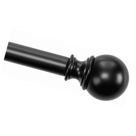 AmazonBasics 1" Curtain Rod with Round Finials, 36" to 72", Black