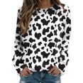 thumbnail image 2 of Womens Spring Sweatshirts Casual Oversized Fashion Tops Cow Print Long Sleeve Crewneck Basic Y2K 2026 Pullover, 2 of 4