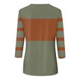 thumbnail image 5 of CLOISE Blouses for Women Fall Fashion Striped Tops Scoop Neck 3/4 Sleeve Shirts Comfy Colorblock Basic Blouses Y2k Outfits Army Green XL, 5 of 5